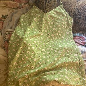 Green floral slip dress
